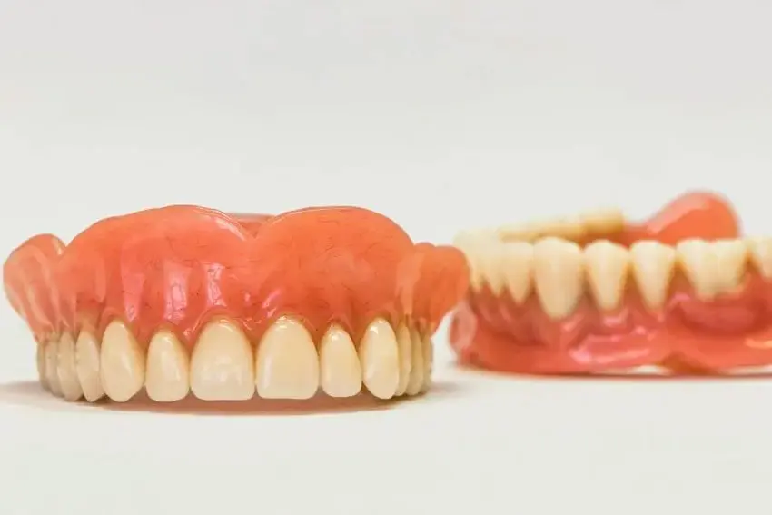 A set of dentures on display